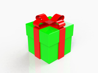 gift box, with ribbon like a present. over white background