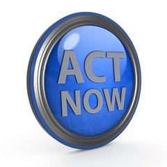 Act now circular icon on white background