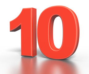 Three dimentional red number collection - ten