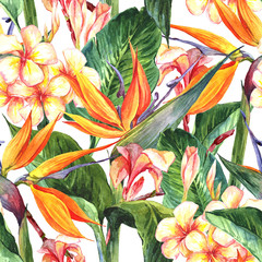 Plakaty  Tropikalny wzór z egzotycznymi kwiatami