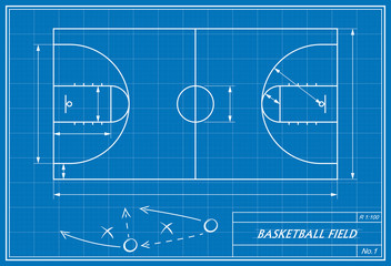 Obraz premium basketball court on blueprint