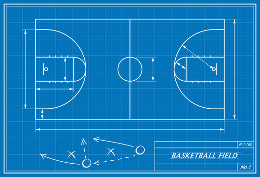 basketball court on blueprint
