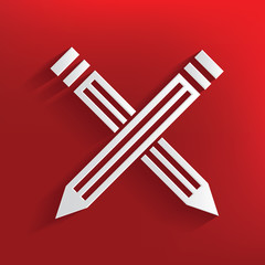 Pencil symbol on red background,clean vector