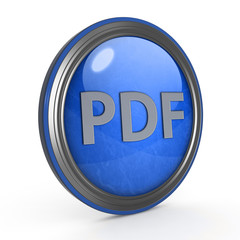 Pdf circular icon on white background