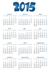 Calendrier 2015 simple - facilement éditable