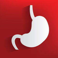 Stomach symbol on red background,clean vector