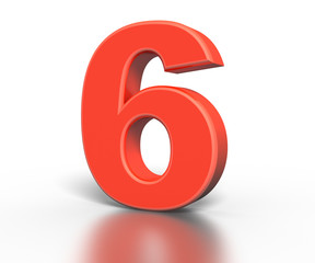 Three dimentional red number collection - six