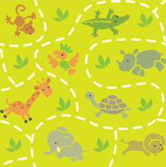 Seamless pattern with funny african animals