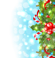 Christmas glowing background with holiday decoration