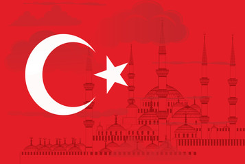 Turkey symbol with Blue mosque vector