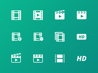 Video icons on green background.