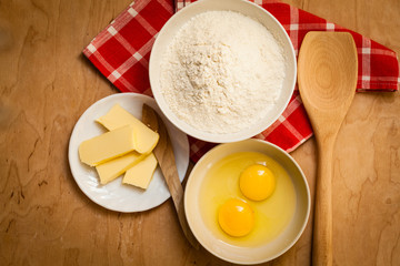 Preparation for baking, bake ingredients.