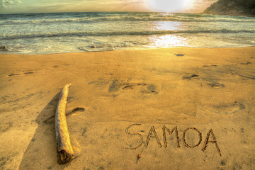 samoa writing at sunset - obrazy, fototapety, plakaty