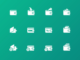Wallet icons on green background