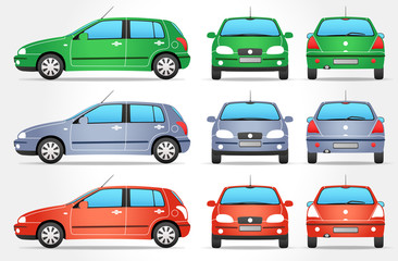 Vector Small Car - Side - Front - Back