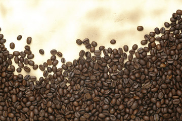 Caffe edition, coffee beans on old paper