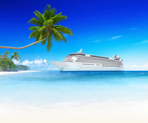 3D Image of Cruise Ship on the Sea