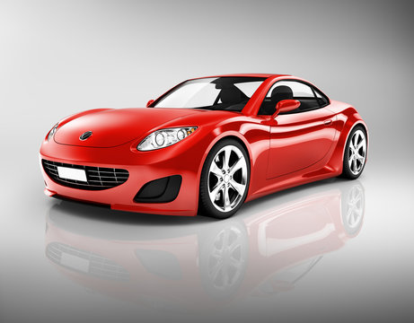 3D Image of Red Sport Car