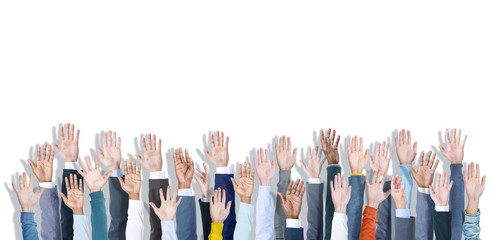 Multiethnic Group of Business Hands Raised