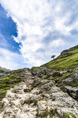 Rocky hill climb to the top of the mountain