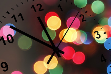 Obraz premium Clock and abstract background New Year Christmas time