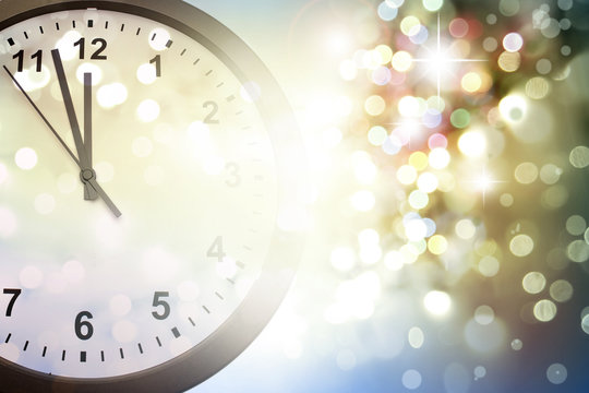 Clock and abstract background New Year