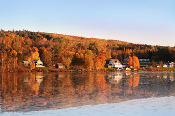 Fall countryside at sunset