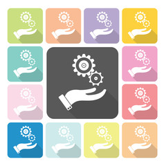 Hand holding a gear Icon color set vector illustration