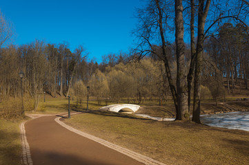 path in park in the spring afternoon