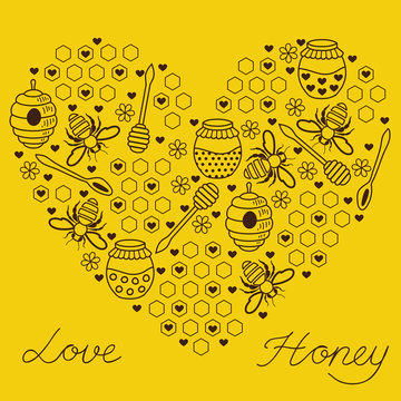 Honey heart. Vector illustration