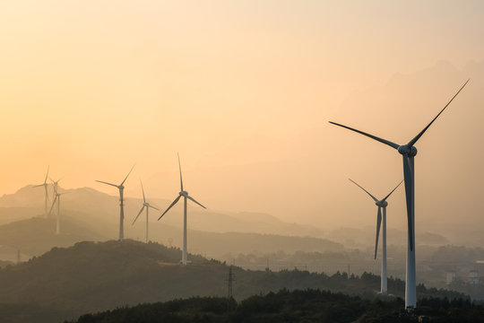 Wind Farm At Dusk