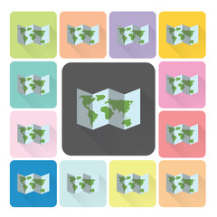 Map Icon color set vector illustration