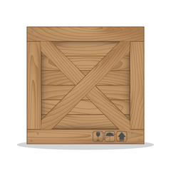 Wooden box and fragile symbol