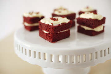 Delicate piece of small chocolate cake