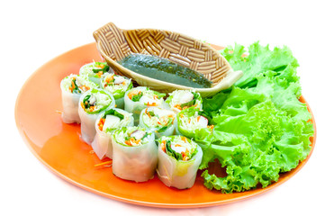 Delicious vietnamese spring roll with vegetable
