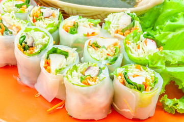 Delicious vietnamese spring roll with vegetable