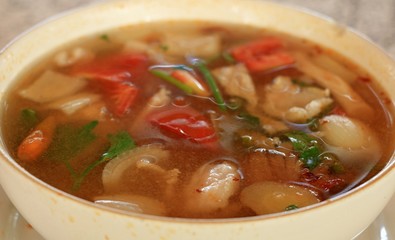 The Spicy Tom Yum Soup of  Thai Food