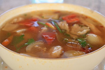 The Spicy Tom Yum Soup of  Thai Food