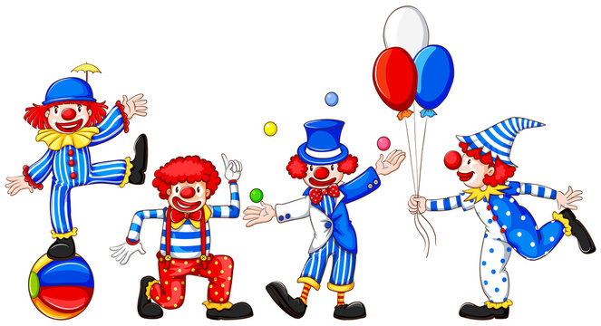 A sketch of a group of clowns