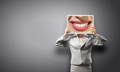 Woman showing photo