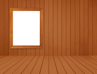 wood frame in room with white wood wall and wood floor backgroun