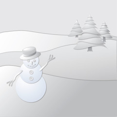 Snowman paper collage
