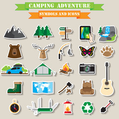 camping icon set