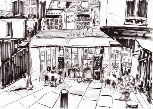 hand draw paris building