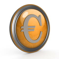 Euro circular icon on white background