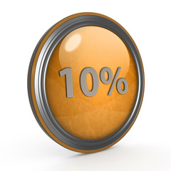 Ten percent circular icon on white background