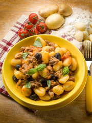 homemade gnocchi with ragout sauce