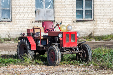 Old red russian tractor