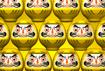 Yellow Daruma Dolls On Yellow