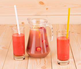 glasses of strawberry smoothie